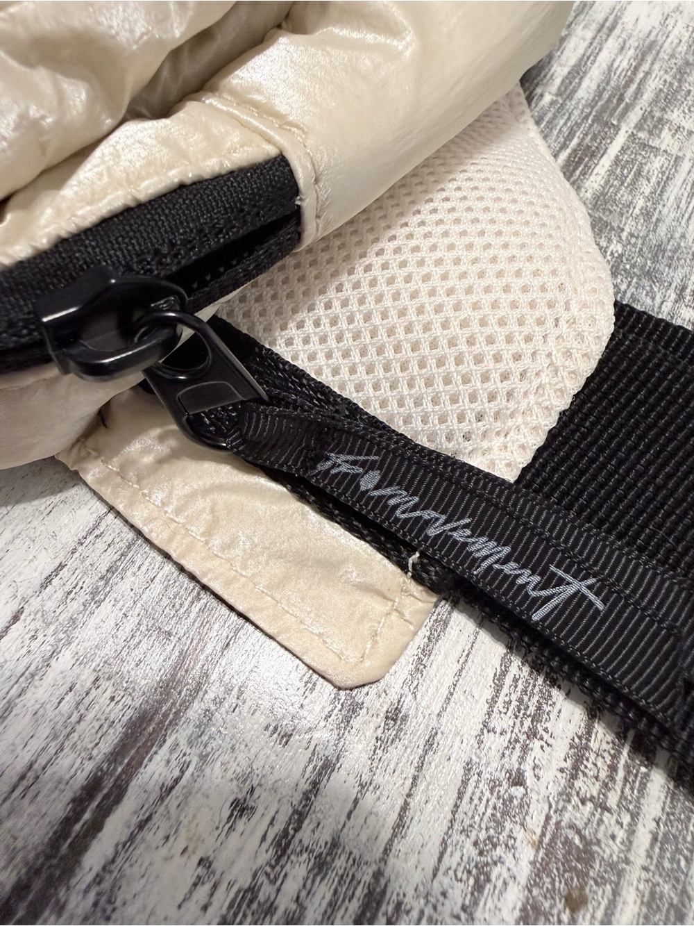 Free People Cream Quilted Belt Bag with Mesh Pocket - Picture 5 of 8